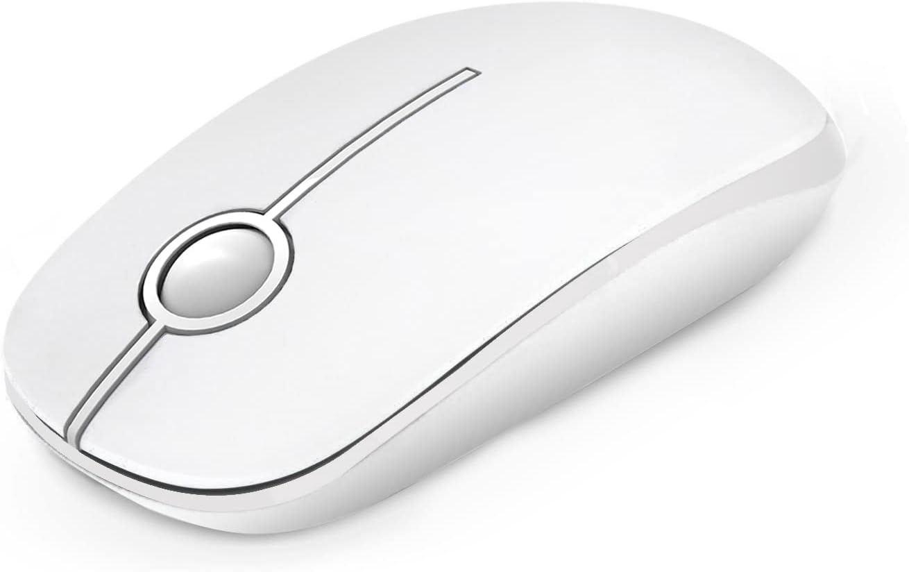 VssoPlor Wireless Mouse, 2.4G Slim Portable Computer Mice with Nano Receiver for Notebook, PC, Laptop, Computer (Pure White)