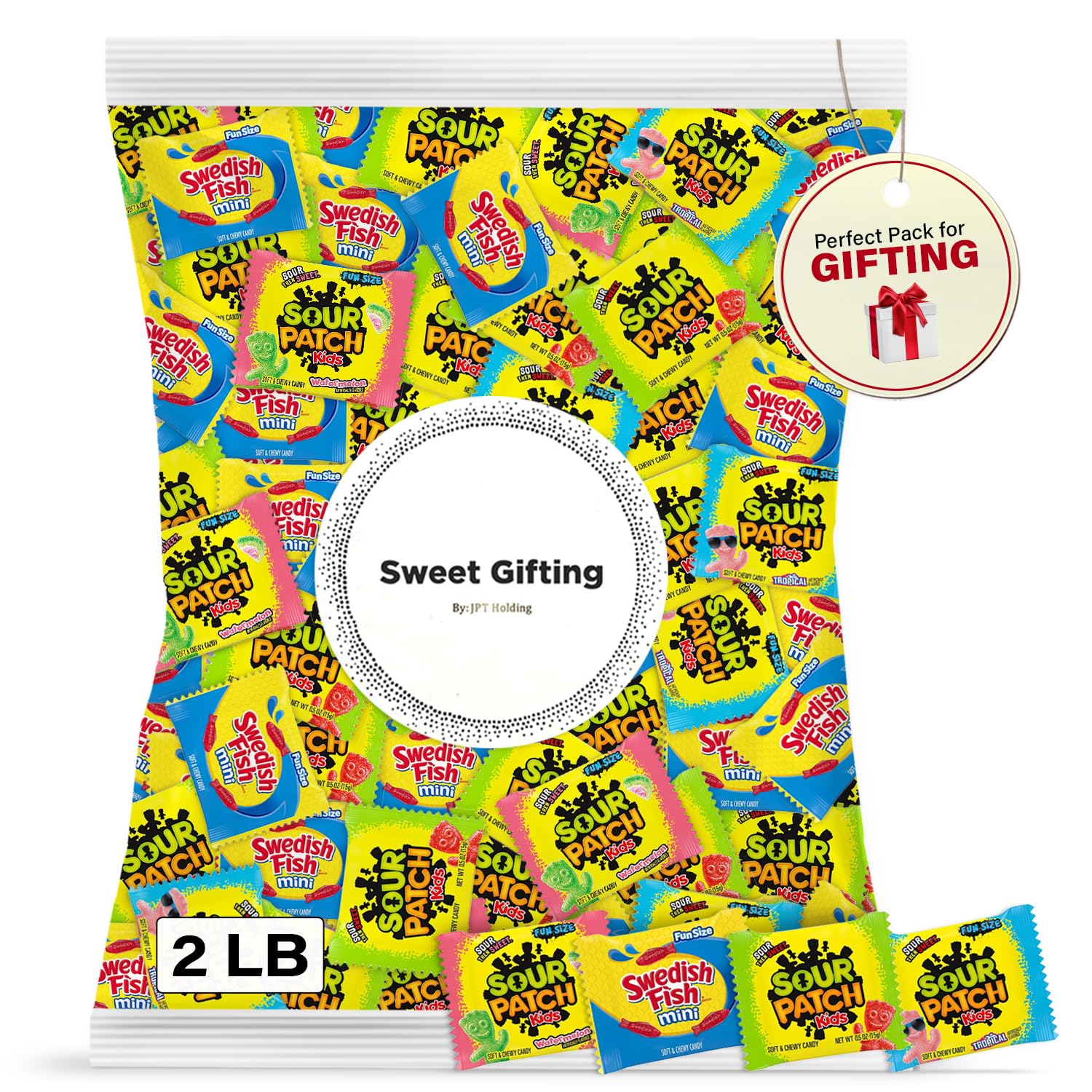 Sour Patch Kids & Swedish Fish Mix for Mothers Day - 2 LB Bulk Gummy Candy Variety Pack - Fun Size Soft Chewy Gummies Candy