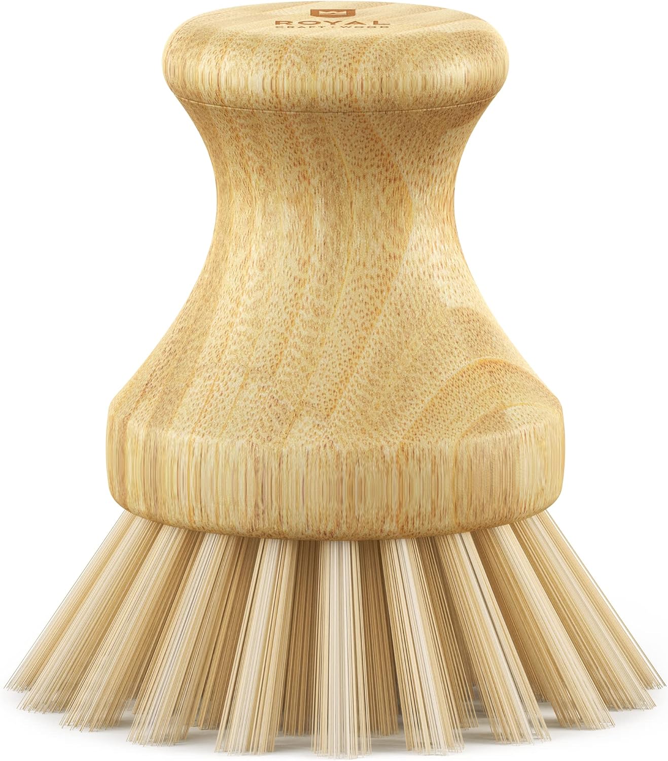 ROYAL CRAFT WOOD Bamboo Dish Scrub Brush w/Handle - Wooden Washing Dish Brush Scrubber for Kitchen - Filrm Bristles Brush with Handle for Sink, Dishes & Vegetables