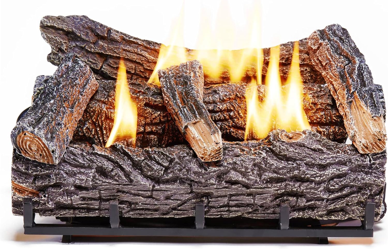 Duluth Forge DLS-N22T Natural Gas Ventless Fireplace Logs Set with Thermostat, Use with Natural Gas, 32000 BTU, Heats up to 1100 Sq. Ft, Winter Oak, 22 Inches