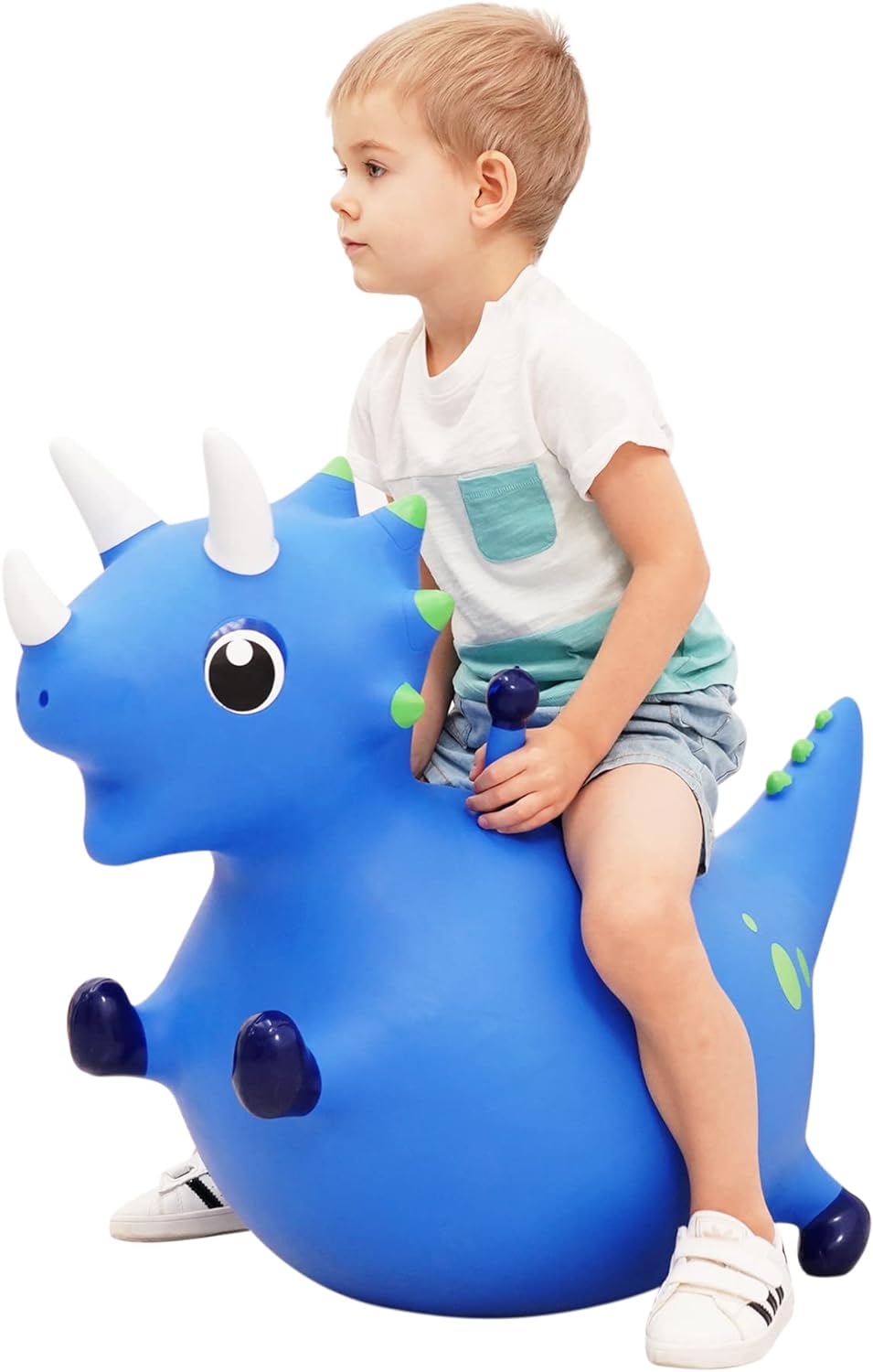 Bouncy Dinosaur Hopper, Inflatable Dino Bouncing Animal for Toddlers, Indoor Outdoor Ride On Bouncing Horse W/Pump, Hopping Toys Gift for 4 5 6 7 8 Year Old Boy Girl��Navy Blue��