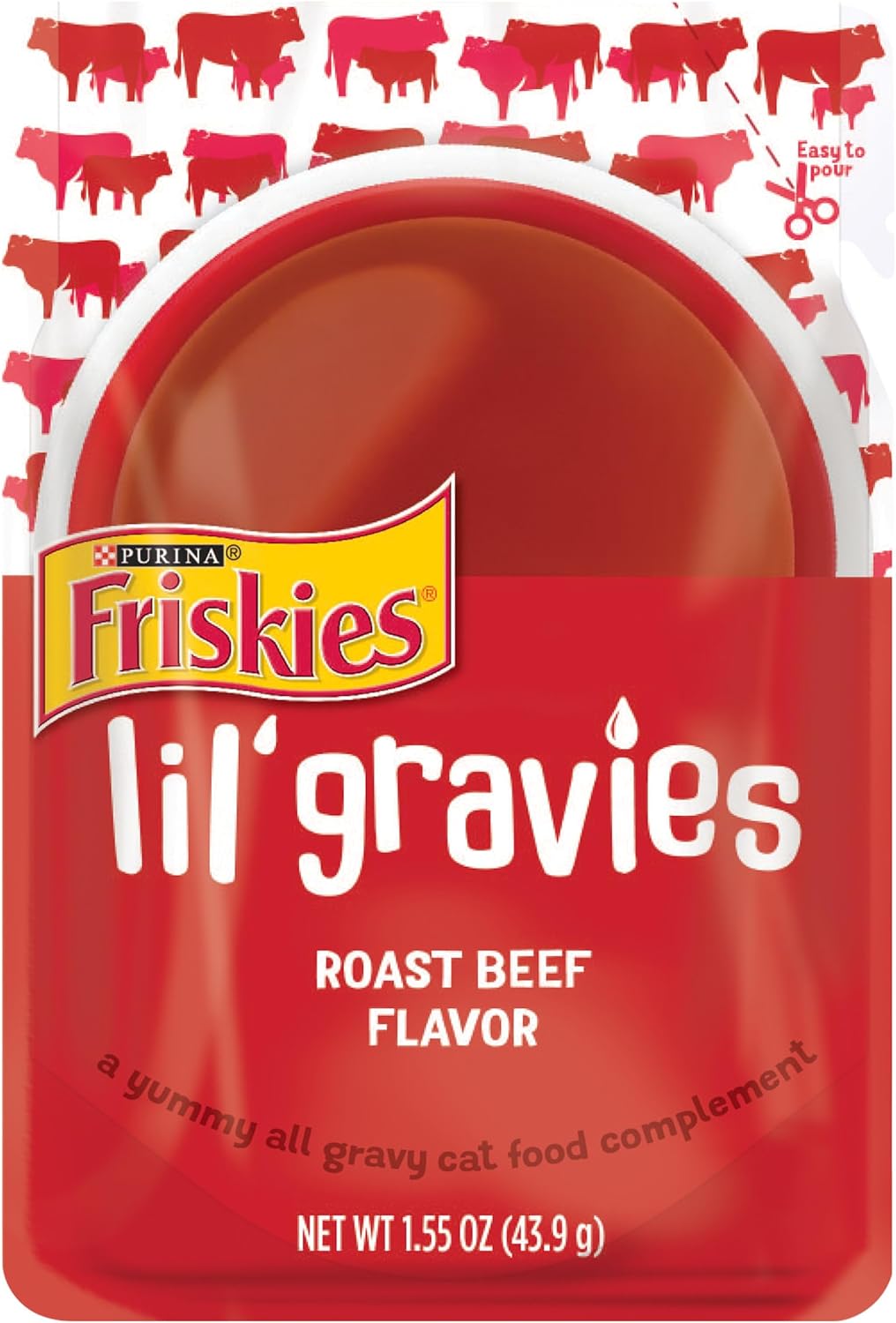 Purina Friskies Lil' Gravies Roast Beef Flavor Cat Food Complement Lickable Cat Treats - (Pack of 16) 1.55 oz. Pouches