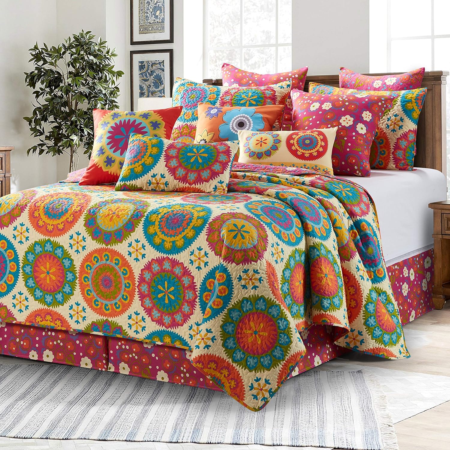 Virah Bella 2 Piece Full/Queen Lodge Quilt Bedding Set - Rustic Country Reversible Comforter Set with Decorative Pillow Shams - Suri