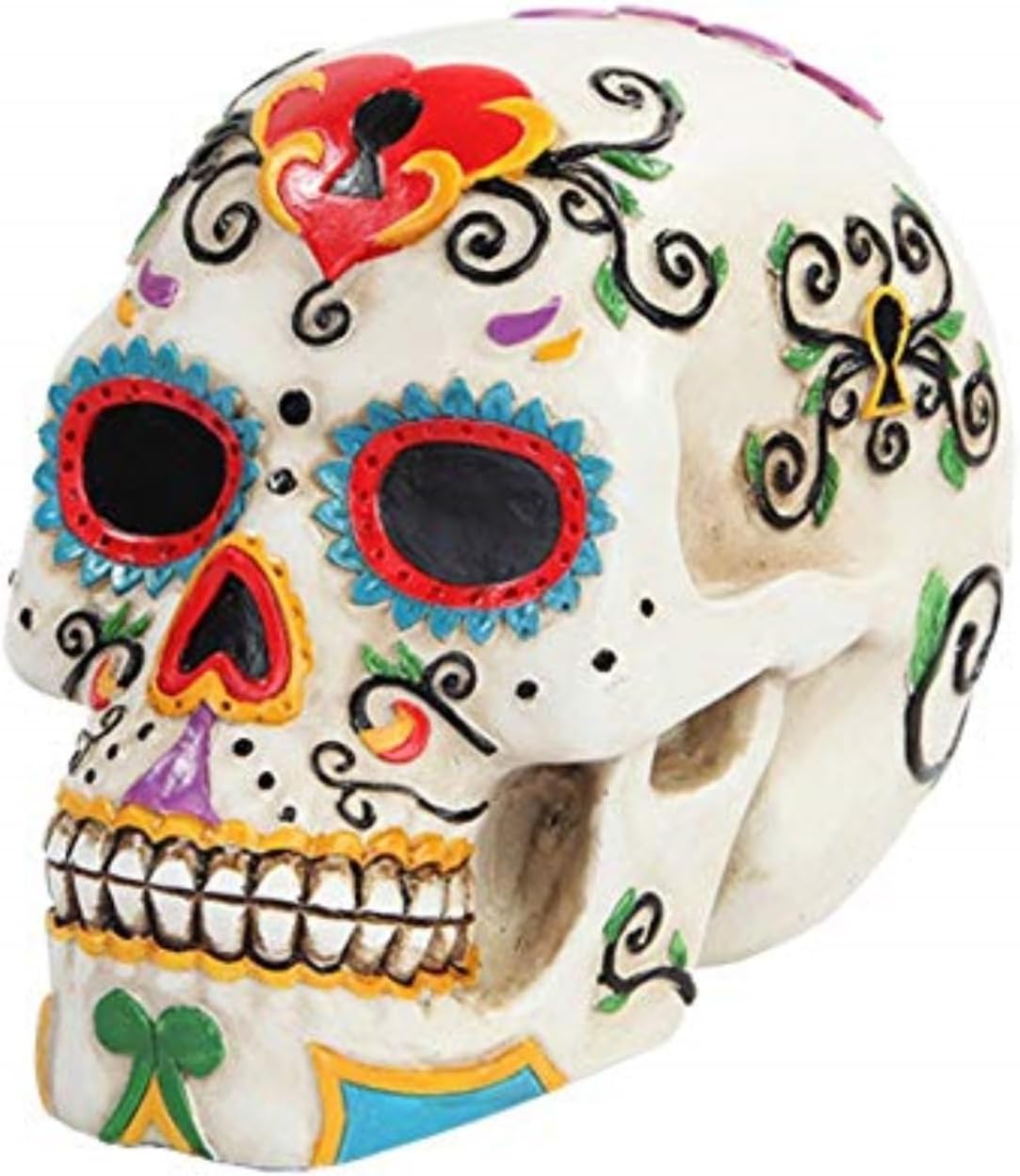 PTC 5.5 Inch Multicolor Patterned Day of The Dead Skull Statue Figurine