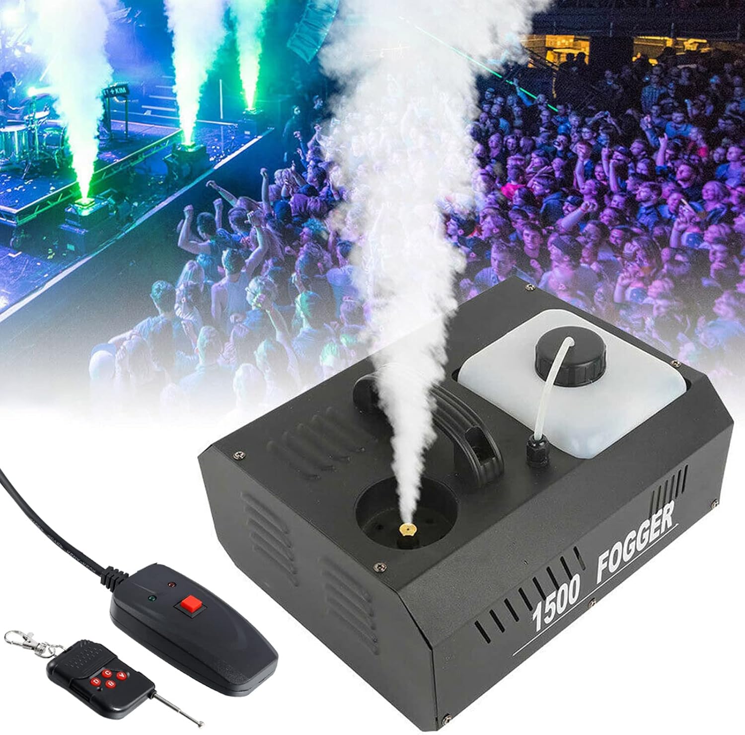 TCFUNDY 1500W Fog Machine Vertical Smoke Machine Stage Fogger with Remote control for Halloween Wedding Disco Club Christmas Party DJ Performance