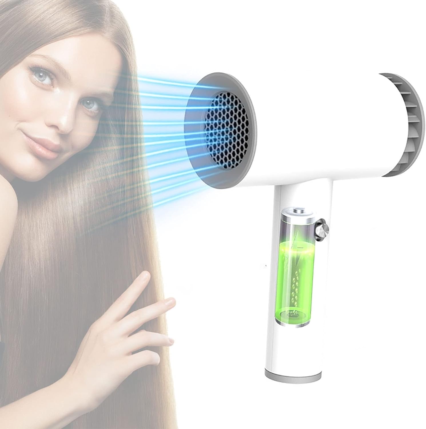 USB Cordless Hair Dryer, Mini Hot/Cold Wind Blow Dryer, 1250W Fast Drying Travel Blowdryer, Rechargeable Cordless Hair Dryer, for Women/Infants/Kids