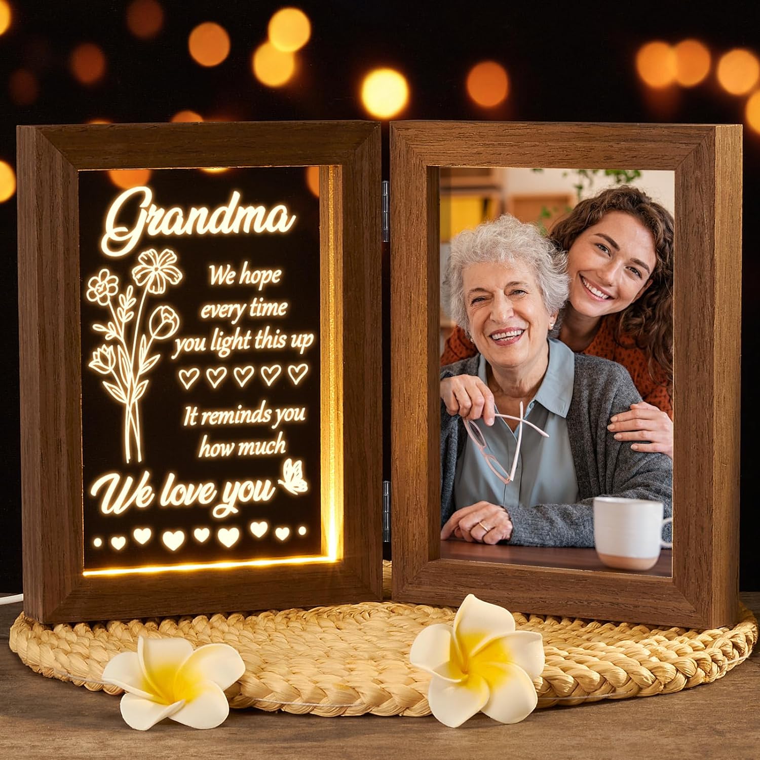 Grandma Gifts Birthday Gifts for Grandma from Grandkids Granddaughter Grandson, Grandma Picture Frame with Night Light, Nana Granny Mimi Gigi Gifts for Grandma Christmas Gifts Tabletop - 5x7 Photo