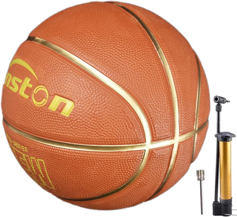 Senston 29.5'' Basketball Outdoor Indoor Rubber Basketball Ball Official Size 7 Street Basketball with Pump