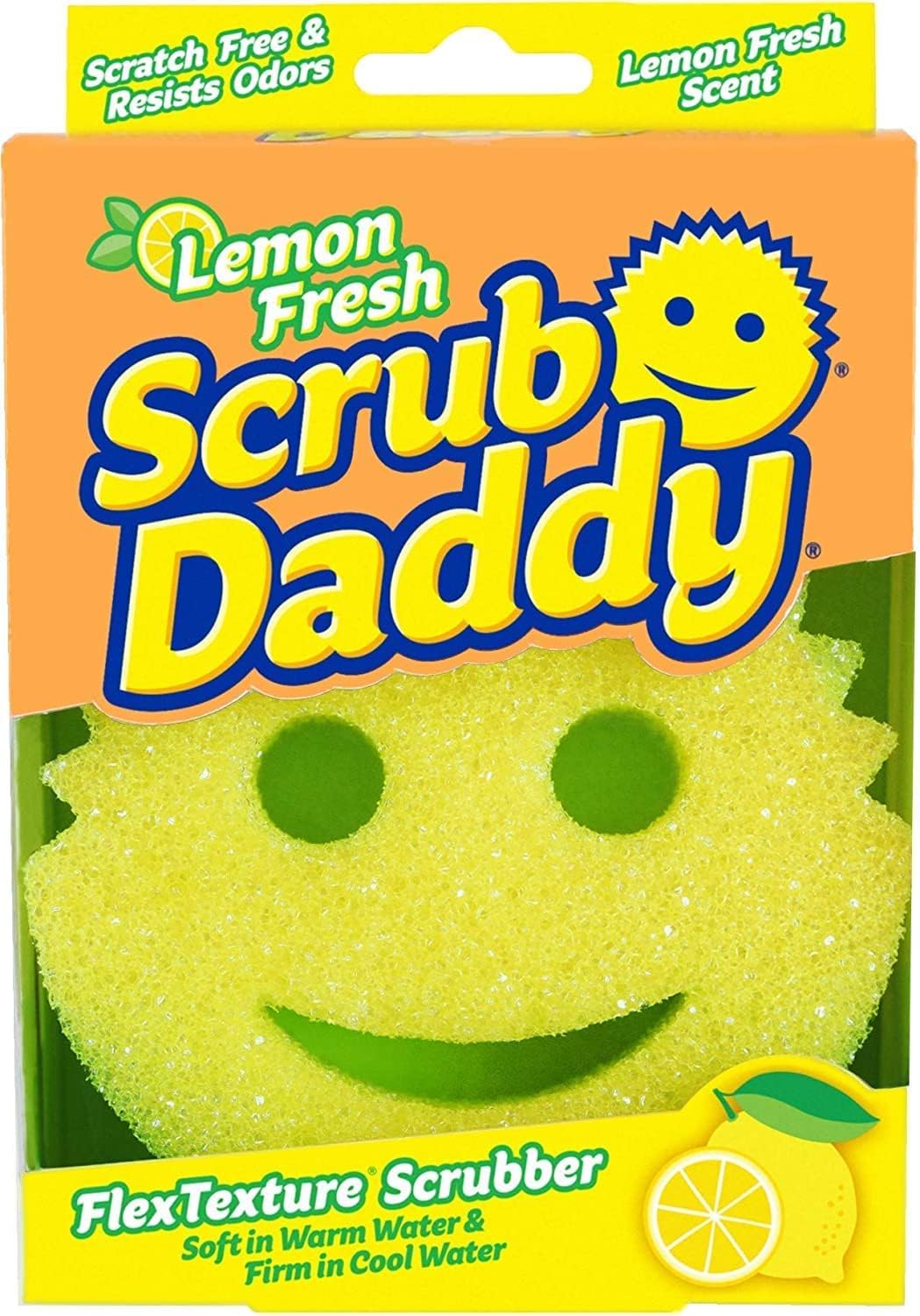 Scrub Daddy Sponge - Lemon Fresh Scent - Scratch-Free Multipurpose Dish Sponge - BPA Free & Made with Polymer Foam - Stain & Odor Resistant Kitchen Sponge (1 Count)