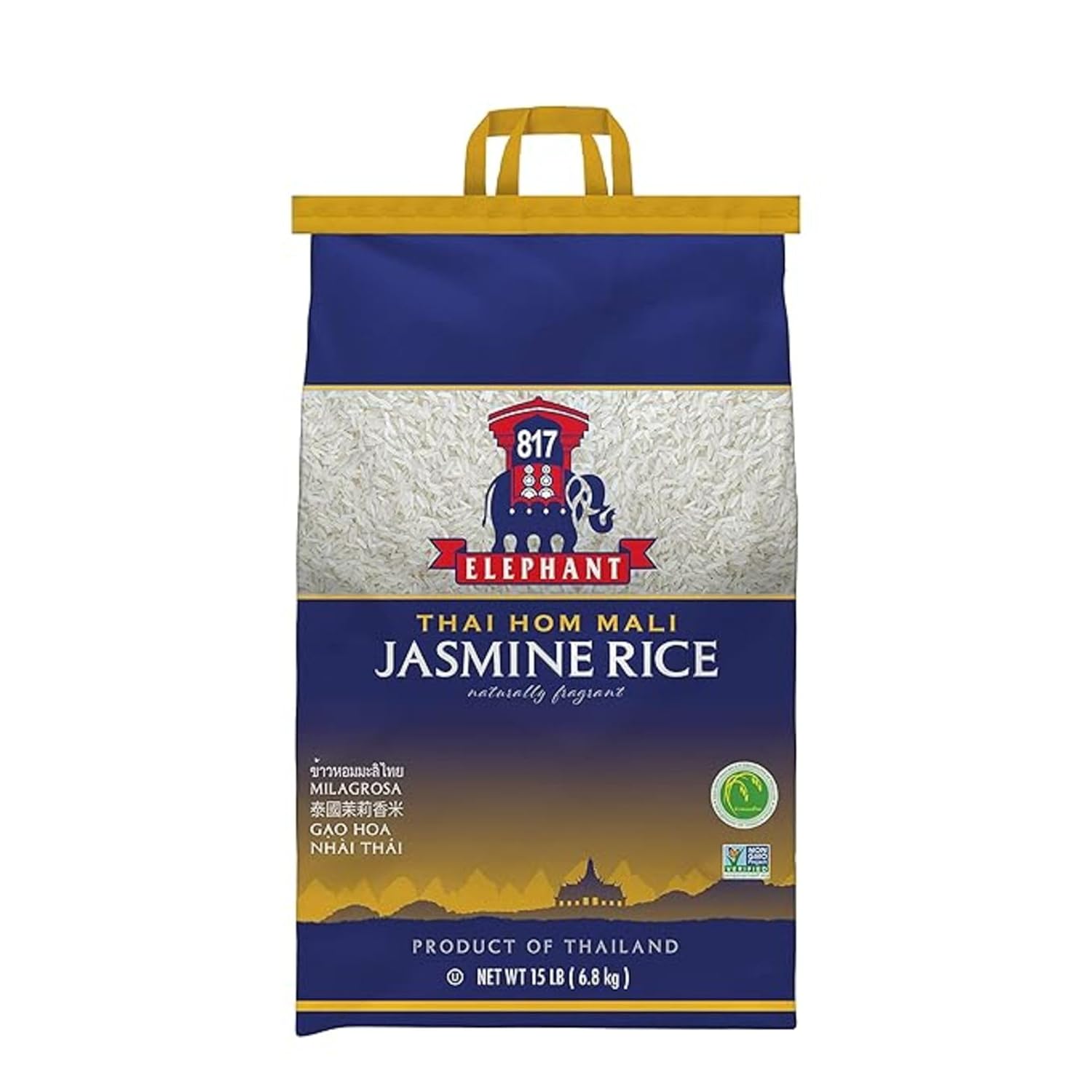 817 Elephant Jasmine Rice White Thai Hom Mali, 15 Lb. Bag