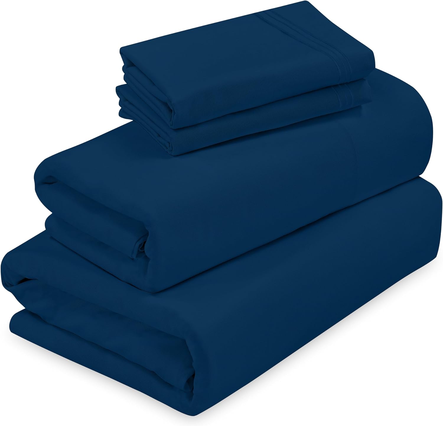 ROYALE LINENS - 4 Piece California King Bed Sheet - Brushed Microfiber 1800 Bedding - 1 Fitted Sheet, 1 Flat Sheet, 2 Pillow Case - Wrinkle & Fade Resistant Cal King Size Sheet Set (Kingcal, Navy)