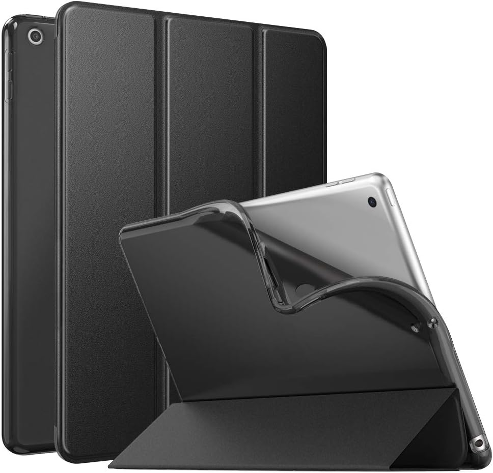 MoKo Case for New iPad 9th/8th/7th Gen Case (2021/2020/2019), Soft TPU Translucent Frosted Back Cover Slim Shell Protective Case with Stand for iPad 10.2 inch,Auto Wake/Sleep,Black