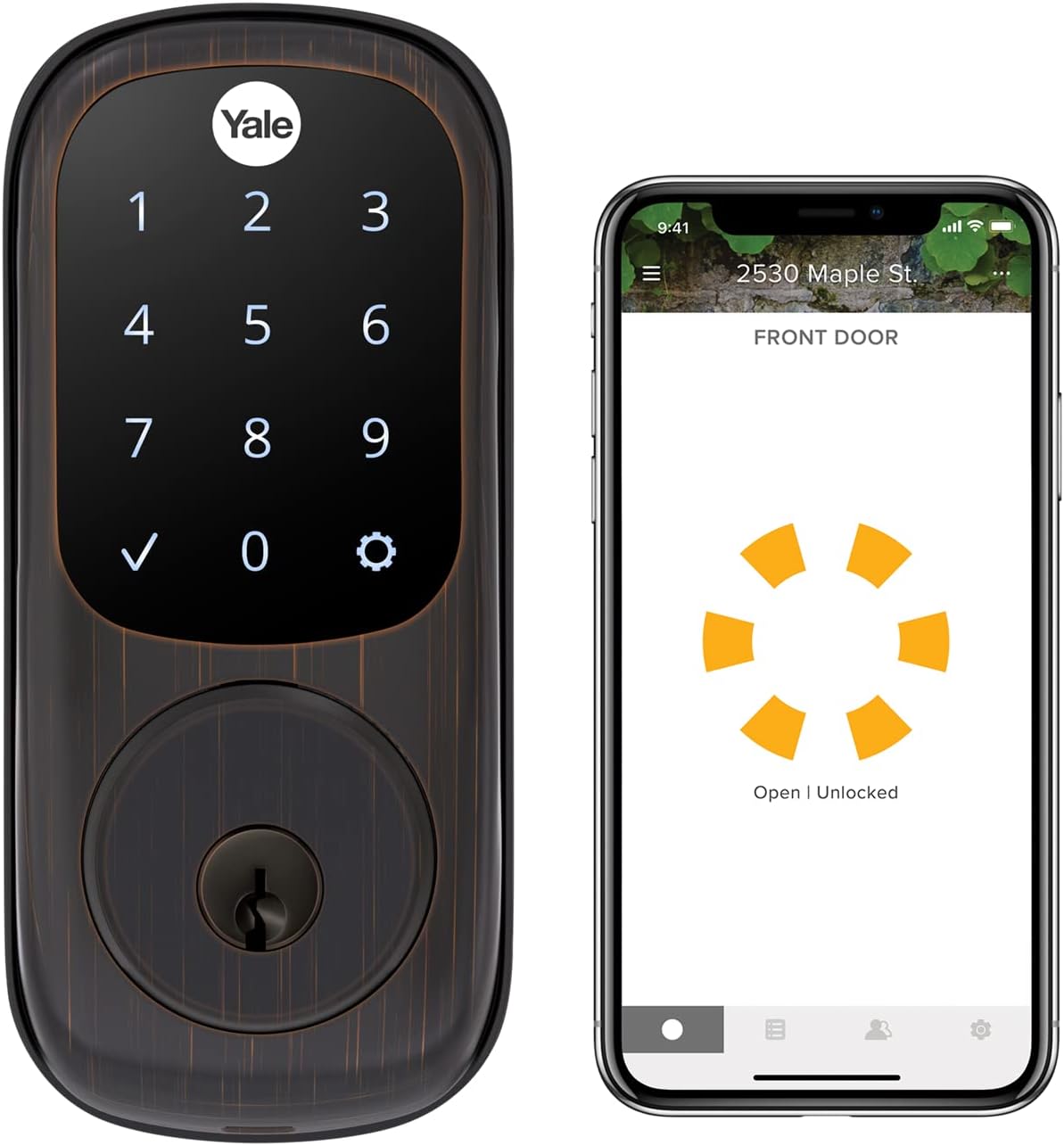 Yale Assure Lock, Oil Rubbed Bronze Wi-Fi Connected Smart Lock with Back-Up Key and Digital Touchscreen Keypad for Combination Input, YRD226-CBA-0BP