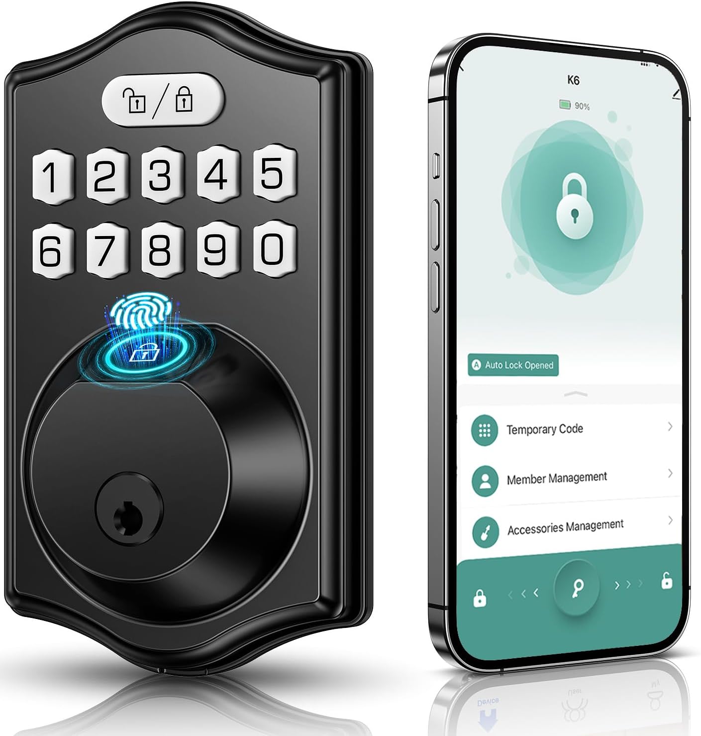 Keyless Entry Door Lock -Deadbolt Smart Door Locks for Front Door-Fingerprint Combination Door Lock -Front Door Lock -Electronic Keypad Code,Auto Lock (Black)