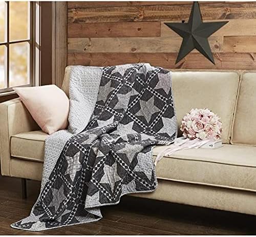 Virah Bella Quilted Throw Blanket 50" x 60" Mountain Stars Lightweight Throw Quilt Great for Loungers & Extra Bedding - Beautiful Farmhouse-Themed Blanket