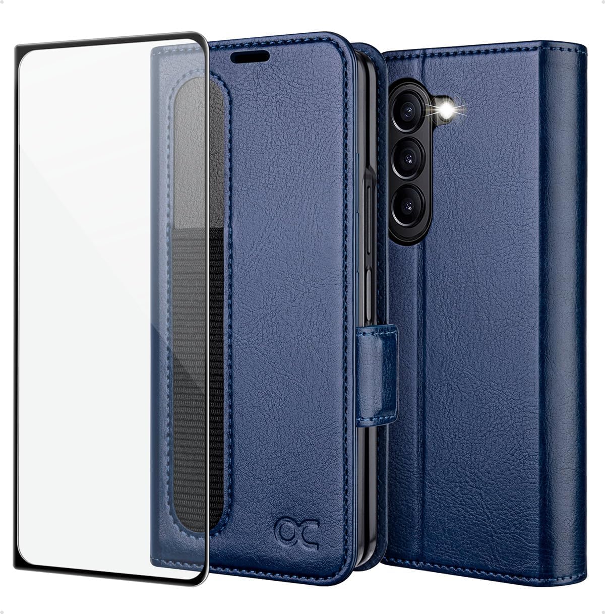 OCASE for Samsung Galaxy Z Fold 5 5G Wallet Case with S Pen Holder, [Updated Version] PU Leather Flip Folio, Card Slots, RFID Blocking, Kickstand, Phone Cover for Galaxy Z Fold5 2023-Dark Blue