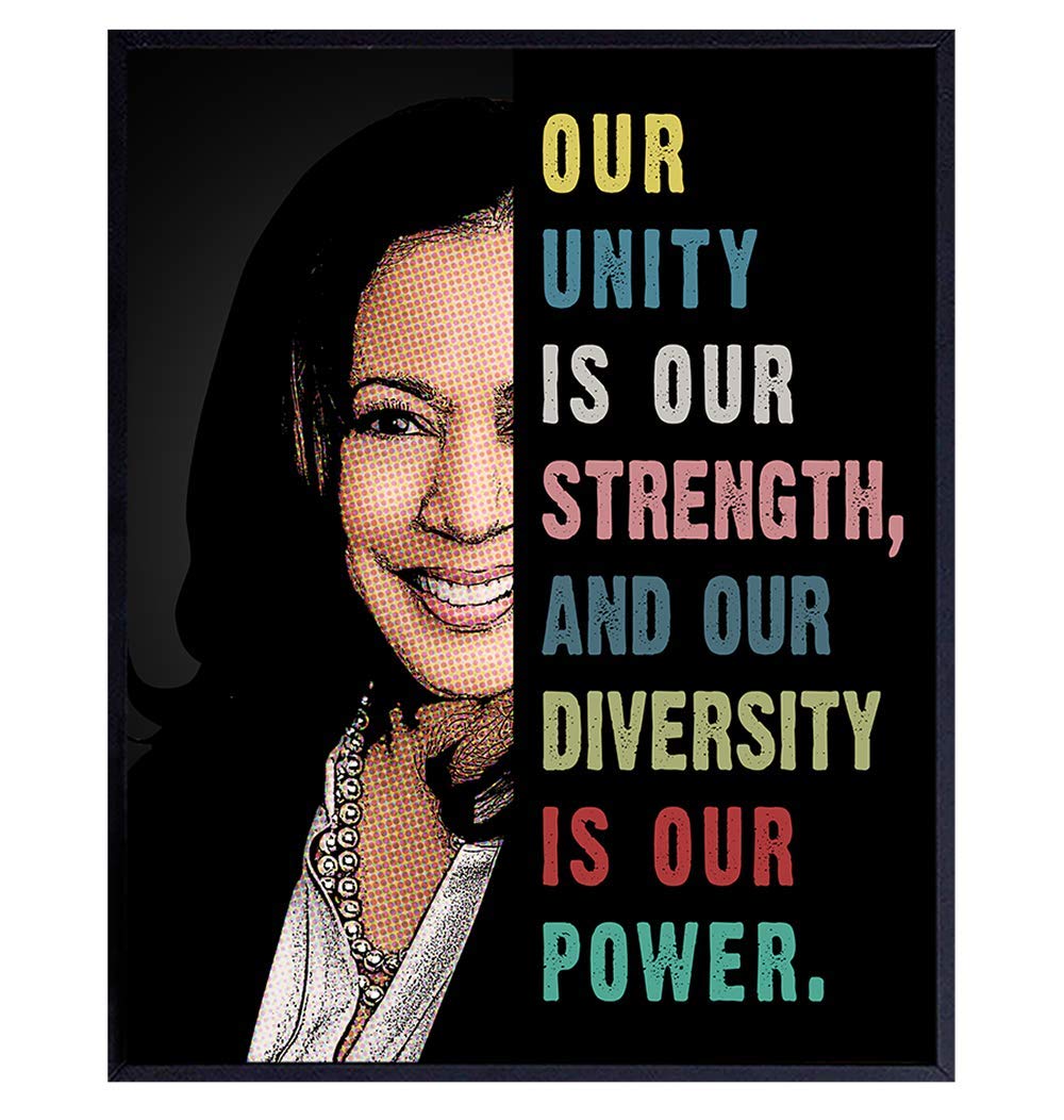 Kamala Harris Madam Vice President Inspirational Quotes Wall Art for African American Women, Girls - Political Gifts - Patriotic Decor - Feminism Feminist Gifts - 8x10 African American Wall Art