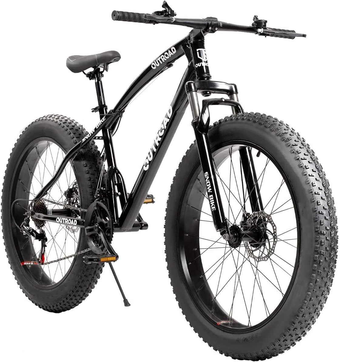 26 inch Fat/Normal Tire Mountain Bike, 21 Speed with Dual Front Suspension, Double Disc Brake and High Carbon Steel Frame Anti-Slip Bicycle, Mens and Womens