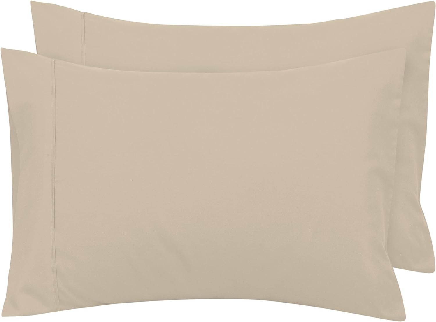 Royale Linens King Pillowcase Set of 2 - Bed Pillow Cover - 20" x 40" -Sand Pillowcases - 1800 Brushed Microfiber, Wrinkle & Fade Resistant - Soft & Cozy- King Size Pillow Case (King, Sand)