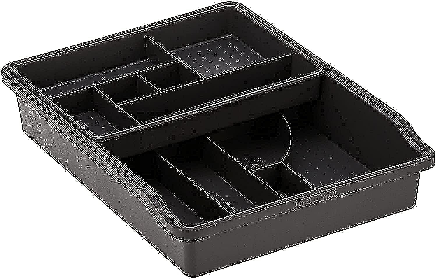 Madesmart 23-Compartment Original Junk Drawer Organizer Tray, Plastic Multipurpose Storage Bin for Drawers, Granite