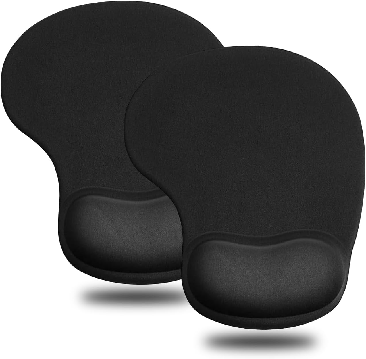 JIKIOU Mouse Pad, 2 Pack Ergonomic Mouse Pads with Comfortable Gel Wrist Rest Support and Lycra Cloth, Non-Slip PU Base for Easy Typing Pain Relief Durable and Easy to Clean Small Black