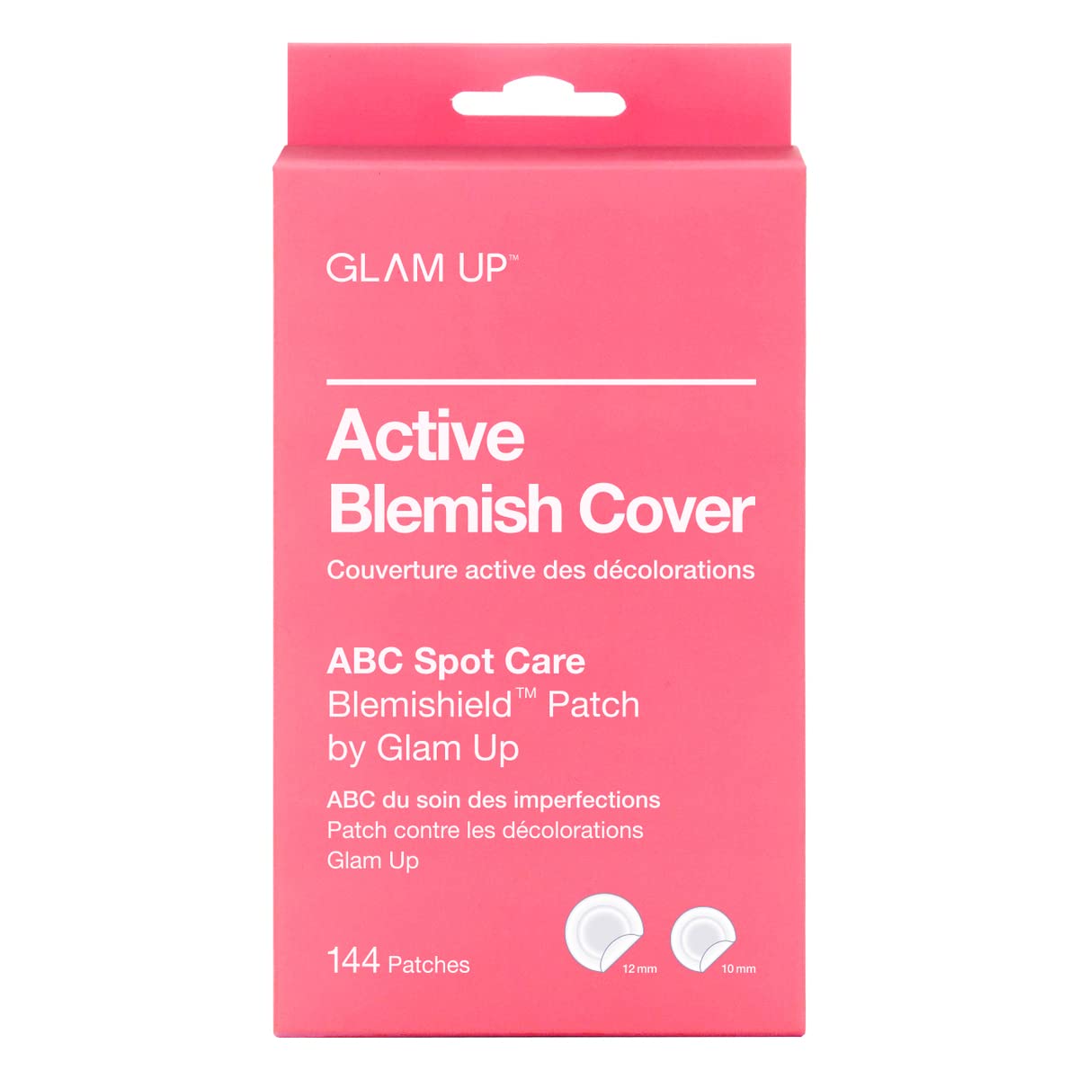 GLAM UP Hydrocolloid Blemish Pimple Zit Patches - Invisible Ultra Thin Spot Cover Stickers for Face and Skin, Strong Water-proof and Adhesive Overnight, Vegan-friendly (144 Count / 2 Sizes)