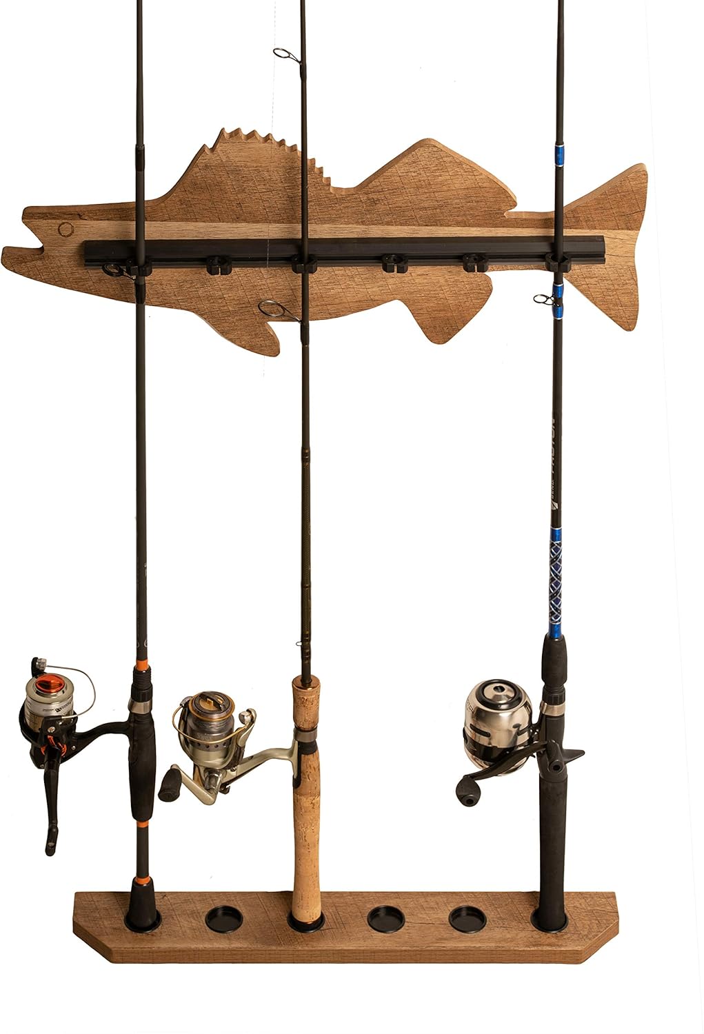 Old Cedar Outfitters Fish-Shaped, Vertical Wall Rod Rack for Fishing Rod Storage