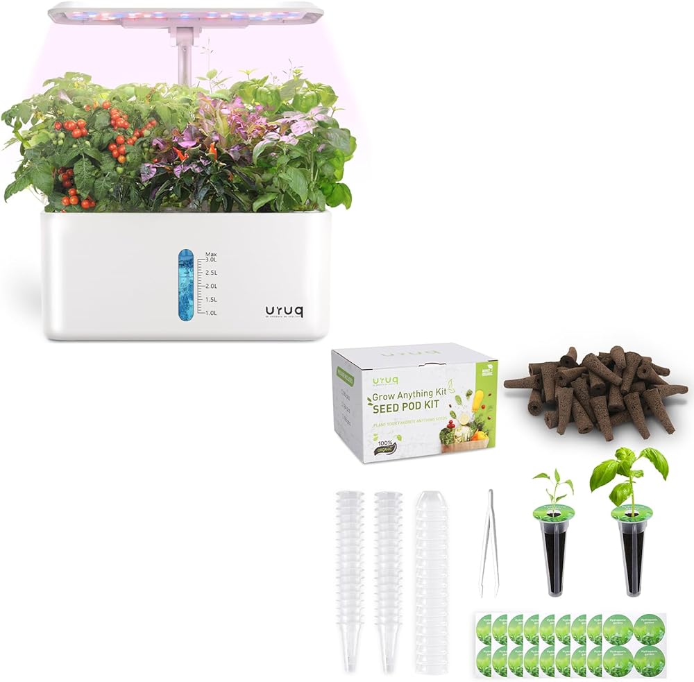 8 Pods Hydroponics Growing System Indoor Garden White & 140Pcs Hydroponic Pods Supplies