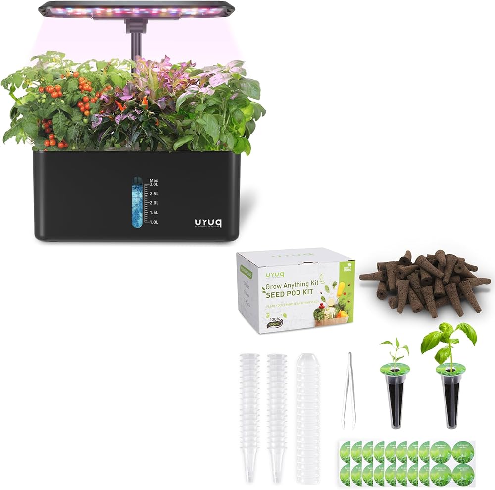 8 Pods Hydroponics Growing System Indoor Garden Black & 140Pcs Hydroponic Pods Supplies