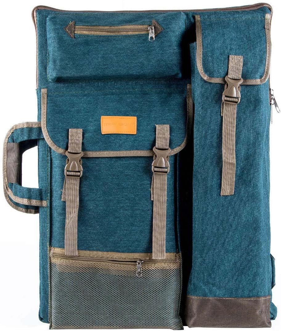 TRANSON Art Portfolio Case Artist Backpack Canvas Bag Large 26 x 19.5