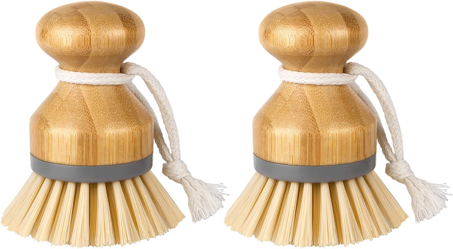 MR.SIGA Bamboo Palm Brush, Scrub Brush for Dishes Pots Pans Kitchen Sink Cleaning, Pack of 2