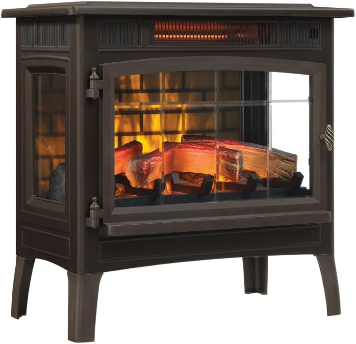 duraflame Freestanding Electric Fireplace Stove Heater with 3D Flame Effect for 1,000 Sq. Ft, Bronze