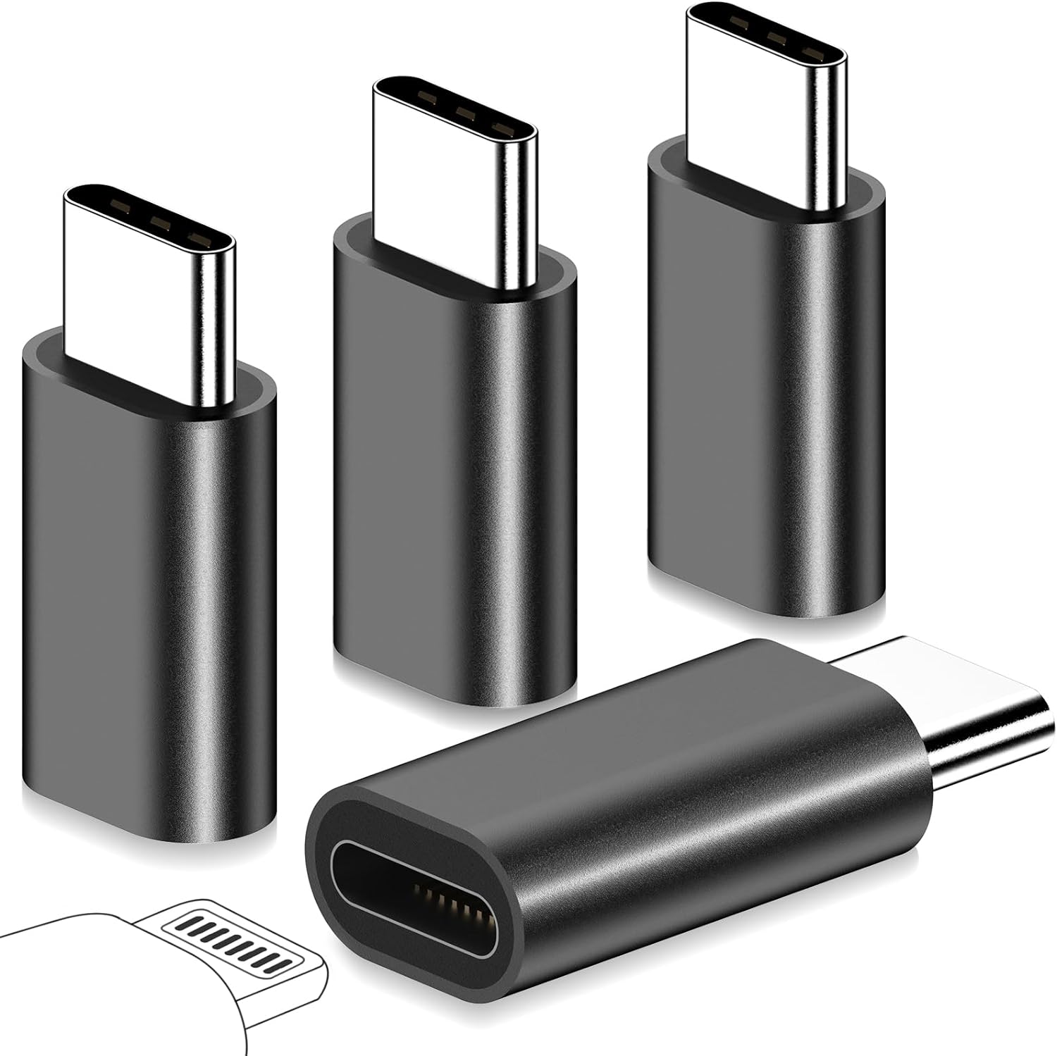 yootech 4 Pack for Lightning Female to USB C Male Adapter,Support 27W PD Fast Charging & Data Transfer,USB C to Lightning Adapter for iPhone 15 Pro Max,for Samsung,for iPad,Not for Audio/OTG,Black