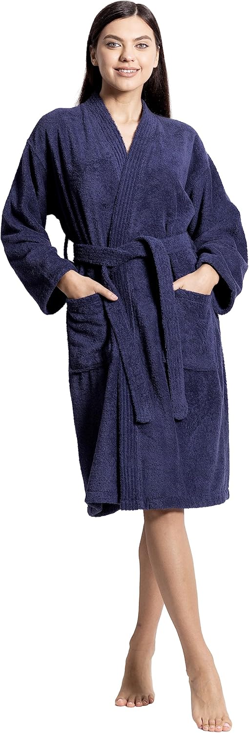 Chakir Turkish Linens 100% Cotton Terry Cloth Turkish Kimono Bathrobe for Women