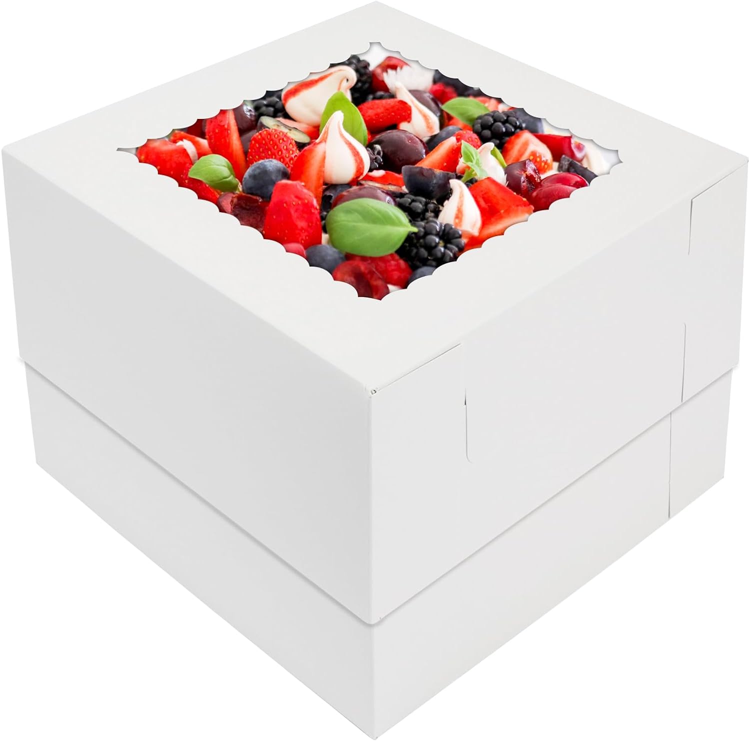 Moretoes 20pcs Cake Boxes, 10x10x8 Inches Tall Cake Box with Window, White Bakery Boxes, Large Baking Boxes, Cake Boxes with Window for Cakes, Pastries, Pies, Desserts