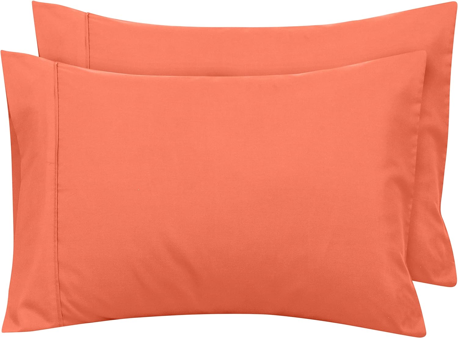 Royale Linens Standard Pillowcase Set of 2 - Bed Pillow Cover - 20"x26" - Coral Pillowcases - 1800 Brushed Microfiber, Wrinkle & Fade Resistant - Soft & Cozy- Standard Size Pillow Case (STD, Coral)