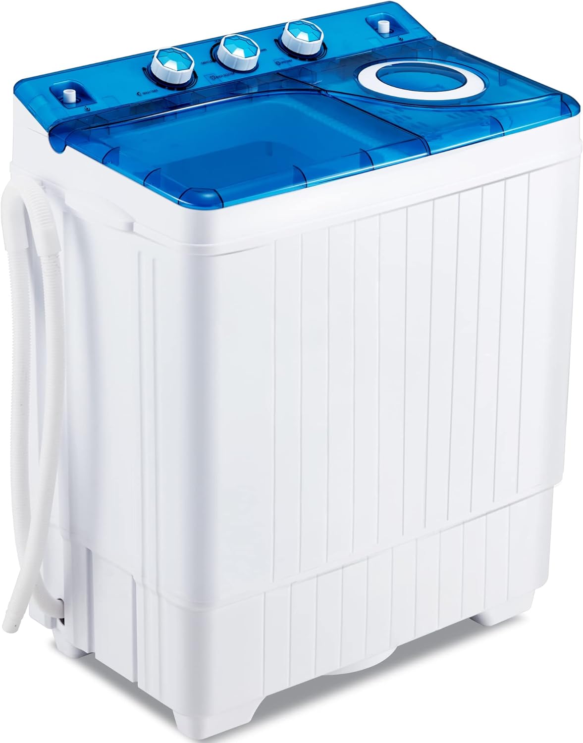 Homguava 26Lbs Capacity Portable Washing Machine Washer and Dryer Combo Twin Tub Laundry 2 In 1 Washer(18Lbs) & Spinner(8Lbs) Built-in Gravity Drain Pumpfor Apartment,Dorms,RV Camping (blue+white)