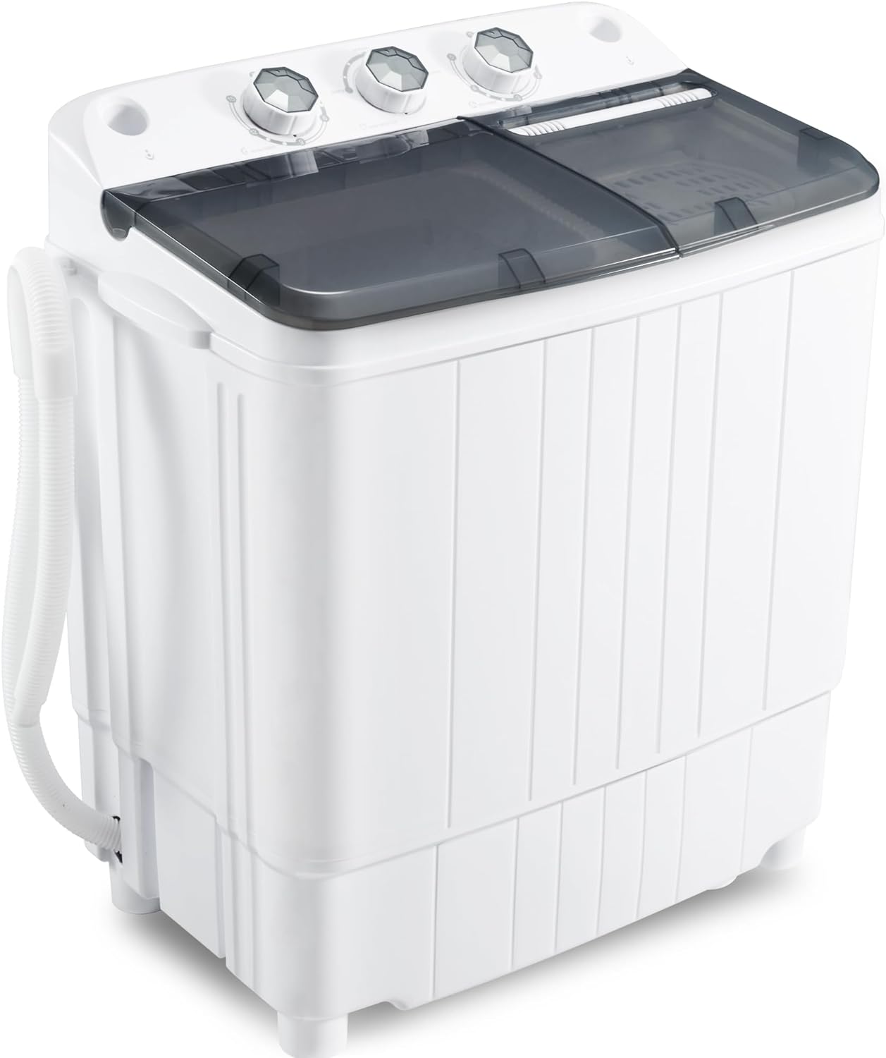 Portable Washing machine 17.6Lbs Capacity Mini Washer and Dryer Combo Compact Twin Tub Laundry Washer(11.6Lbs) & Spinner(6Lbs) Built-in Gravity Drain,Low Noise for Apartment,Dorms,RV Camping, GREY