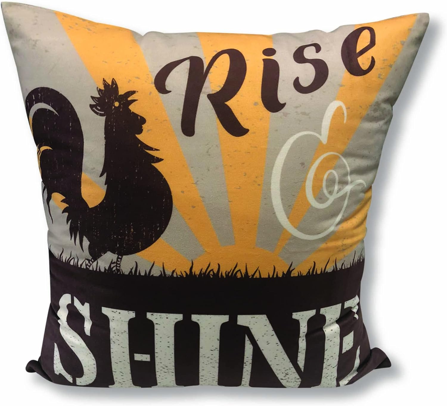 Virah Bella Throw Pillow Rise and Shine Rooster - 18" x 18" Decorative Accent Pillow - Lodge & Farmhouse Couch Décor