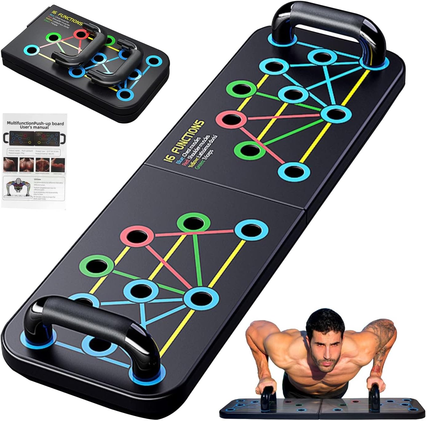 Push Up Board, SRIEEM Multi-function Detachable Push Up Bar, Portable Push up Handles for FloorPortable Home Gym Workout Equipment for Men and Women