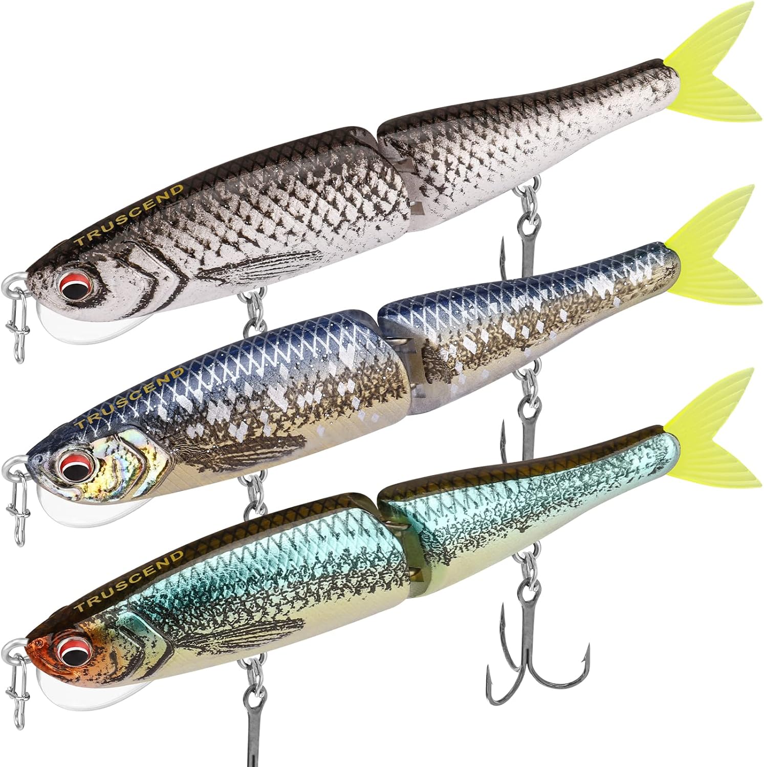 TRUSCEND Fishing Lures for Freshwater and Saltwater, Lifelike Swimbait for Bass Trout Crappie Walleye Pike, Slow Sinking Bass Fishing Lure, Must-Have Fishing Gifts for Men, Family Fishing Gear Plugs