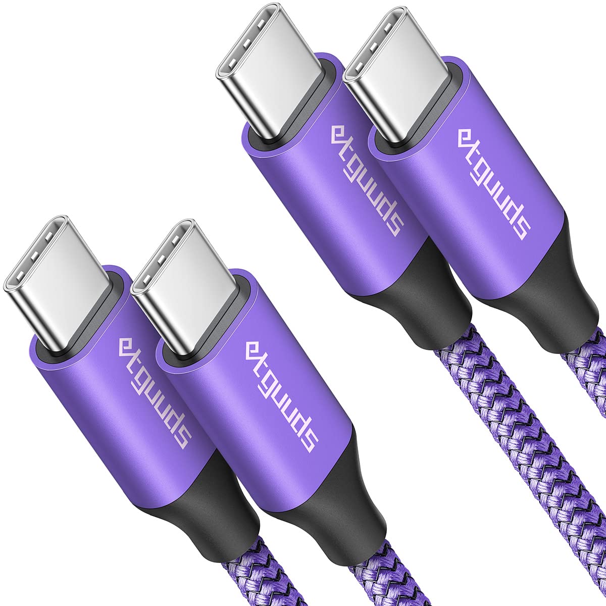 etguuds Purple USB C to USB C Cable 6ft, 2-Pack, 60W USBC to USBC Cord, Type C to C Charger Cable Fast Charging for iPhone 15 Pro Max/Plus, for MacBook/iPad, for Samsung Galaxy S24 S23 S22 Tab, Pixel