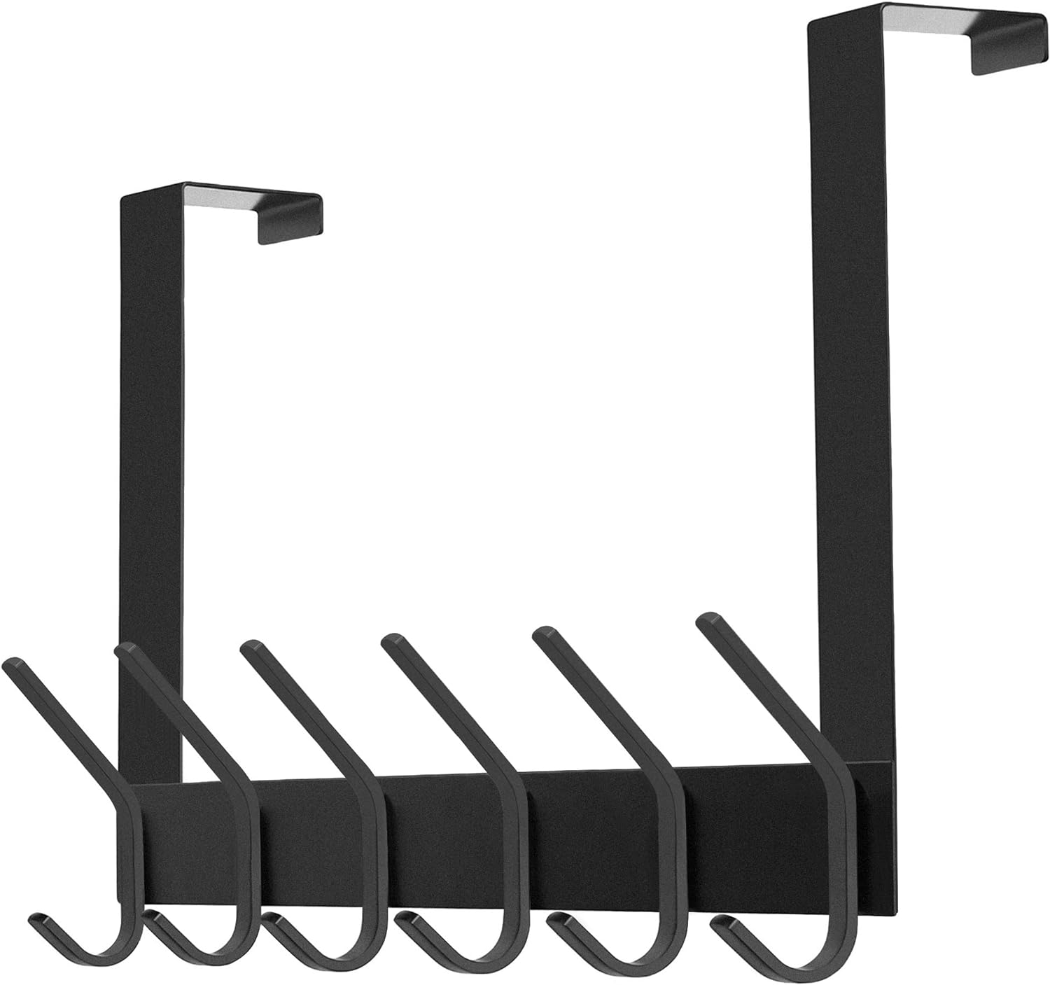 DOKU Over The Door Hook, Stainless Steel Heavy Duty Over Door Hanger Holder for Coat Robe Hat Clothe Towels Hanging, Bathroom Organizer Towel Rack 12 Hooks, Matte Black