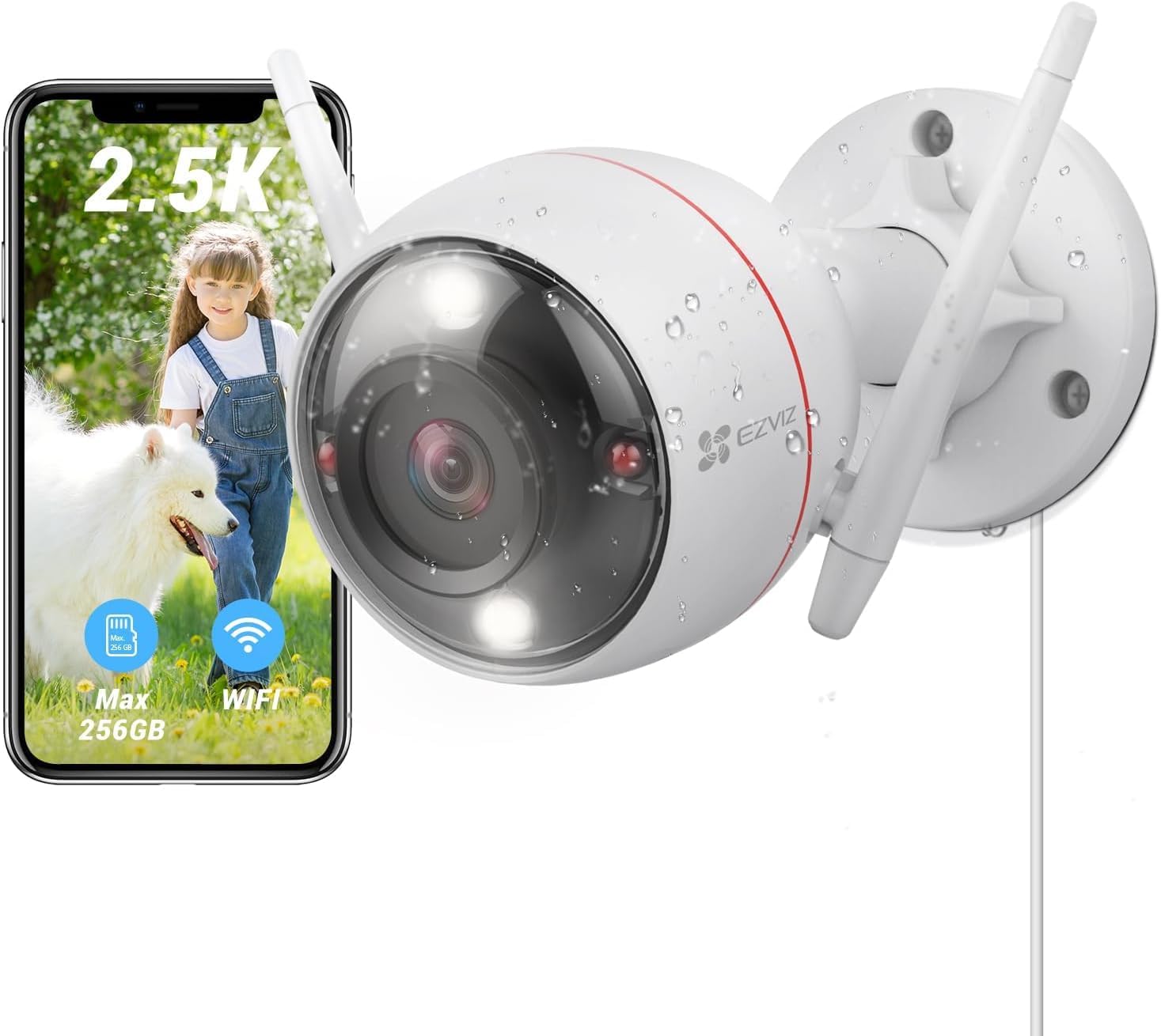 EZVIZ Security Camera Outdoor, 2k+ WiFi Camera, IP67 Waterproof, Color Night Vision, Customizable Voice AlertsAI Person Detection, 2-Way Talk, H.265 Video Compression, 4.0mm Lens | C3W Pro 4MP