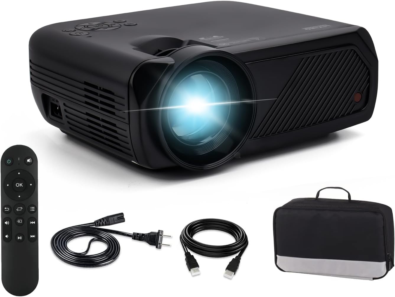 Living Enrichment Mini Projector with Bluetooth, 1080P HD Supported Portable Video Projector, 7000 Lumen 50,000 Hours Led Lamp, 200'' Projection Display, Compatible with HDMI VGA USB DVD