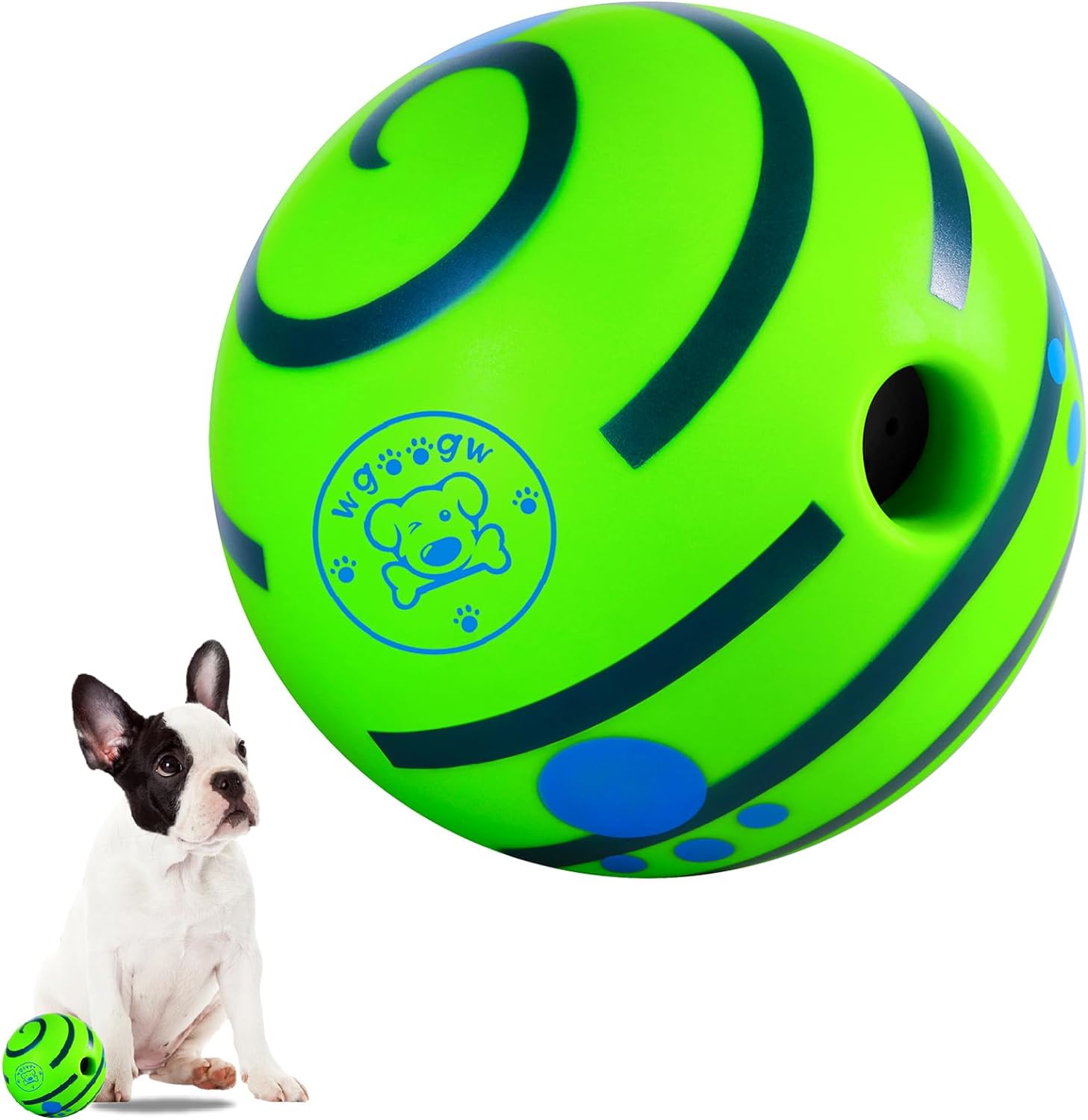 WgoogW Giggle Ball for Dogs, Interactive Dog Toys, Wobble Ball for Small Dogs, Durable Wiggle Ball Dog Toy for Relieve Anxiety, Fun Giggle Sounds Puppy Ball - 3.15inch