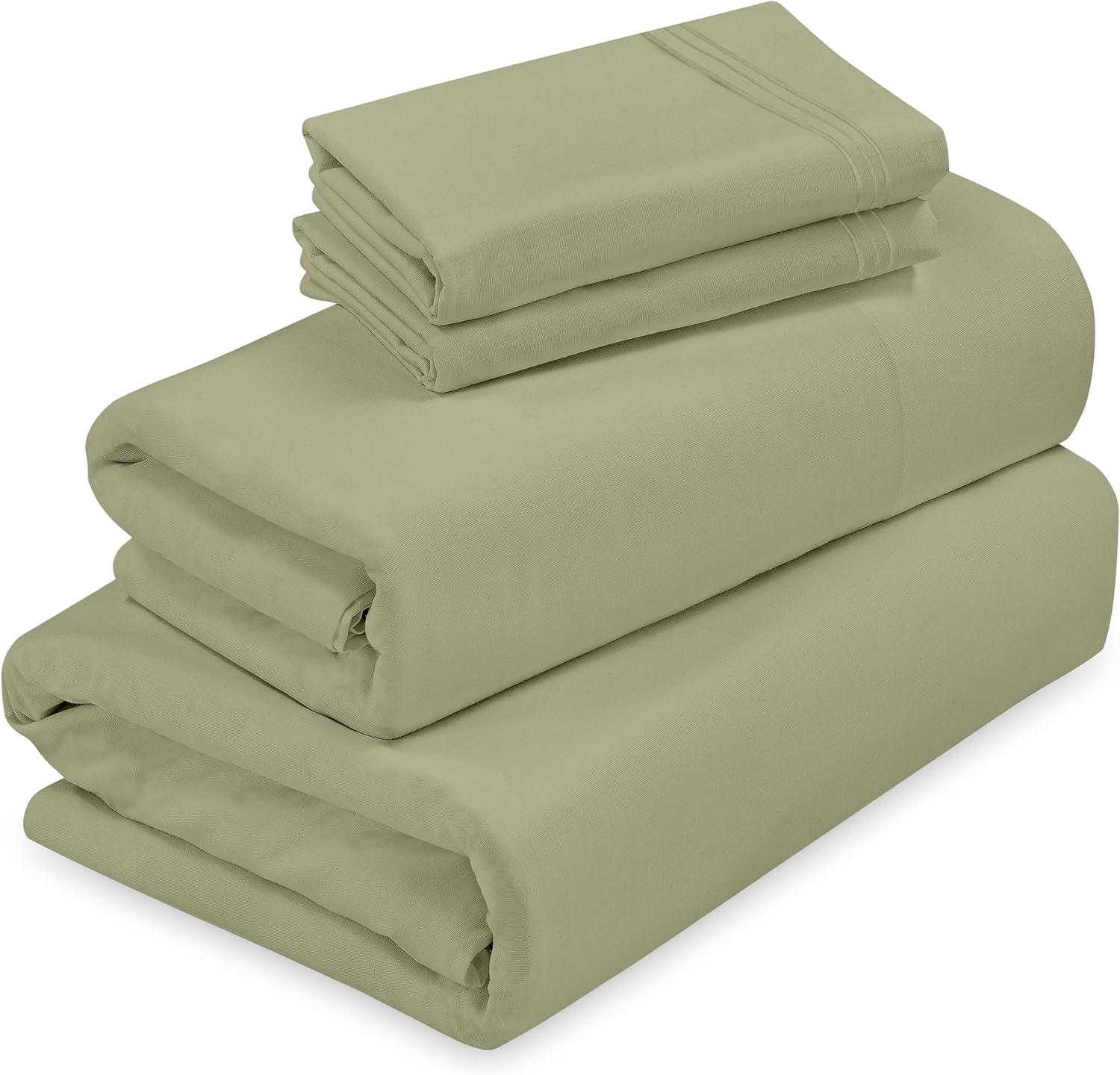 ROYALE LINENS - 4 Piece Full Bed Sheet - Soft Brushed Microfiber 1800 Bedding Set - 1 Fitted Sheet, 1 Flat Sheet, 2 Pillow Case - Wrinkle & Fade Resistant Luxury Full Size Sheet Set (Full, Sage Green)