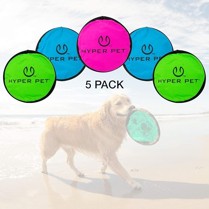 Hyper Pet Flippy Flopper 9 Flying Disc Soft Dog Toy, Floats in Water & Safe on Teeth, for All Breeds, Pack of 5 (Colors May Vary)