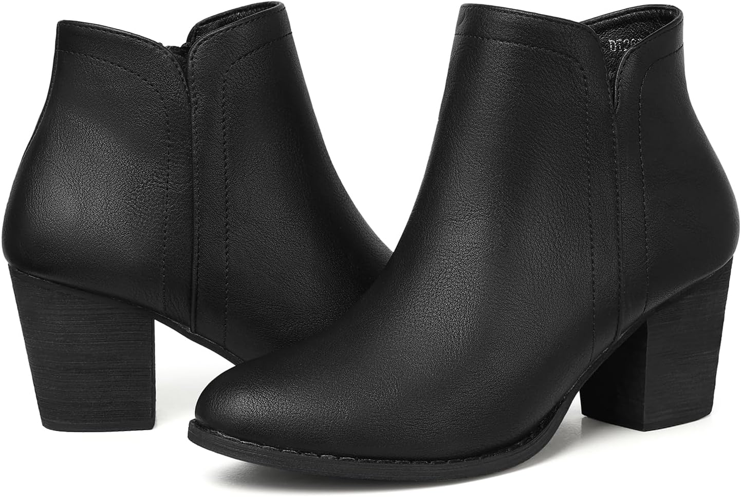 SHIBEVER Women' Ankle Boots Low Heel Short Fall Booties Almond Toe Side Zipper Boot for Women Size 5-11