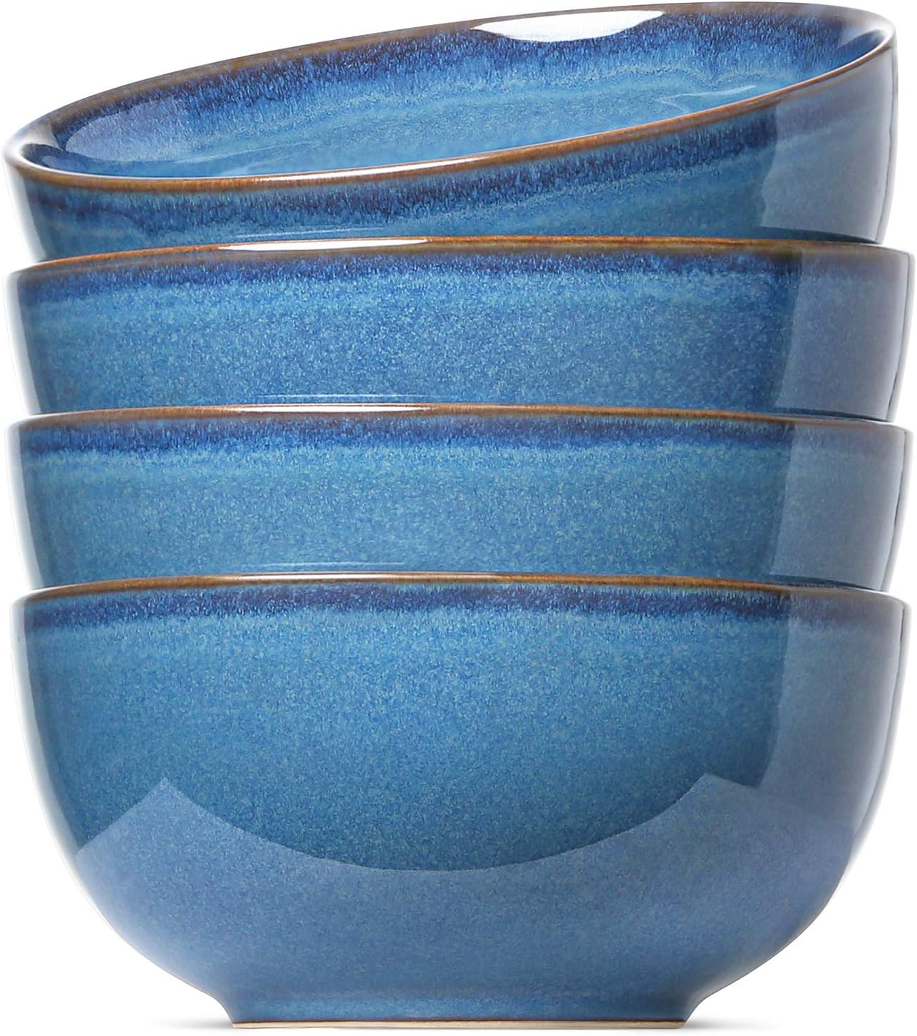 LE TAUCI Cereal Bowls 6 Inch, Ceramic Bowl Set for Soup, Dessert, Fruits, Salad, Noodle, Ramen, 22 Ounce Bowls for Kitchen, Set of 4, Ceylon blue